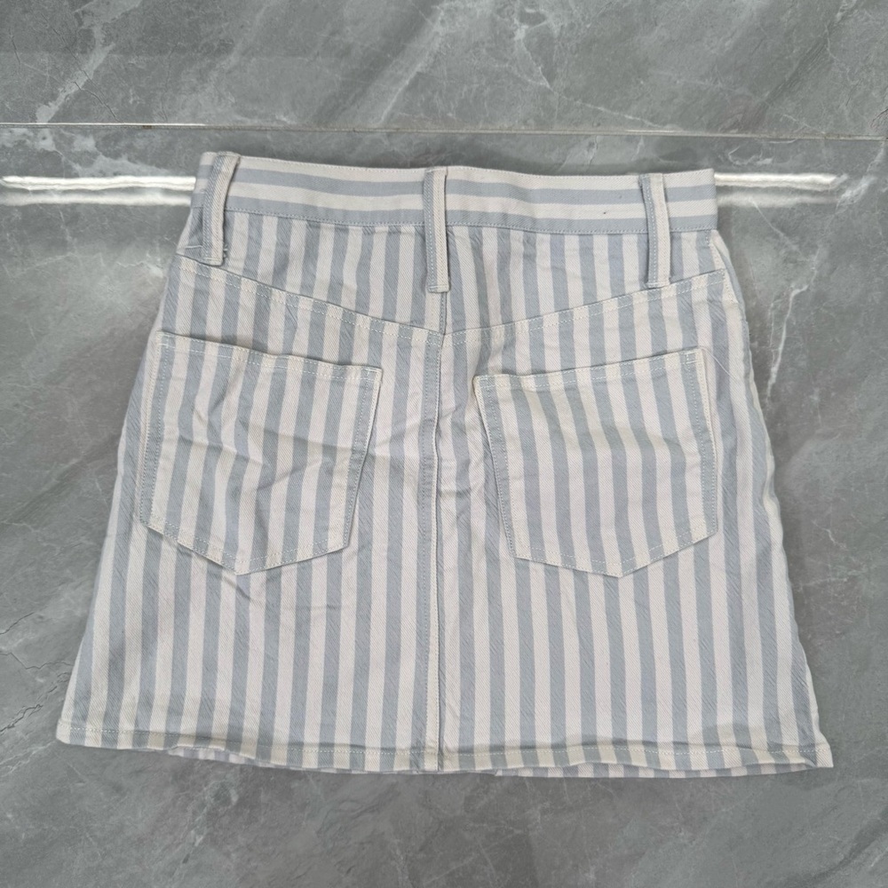Women’s Madewell Stretch A-Line Mini Skirt Pompano Stripe Button Front Size 24 - Picture 9 of 16